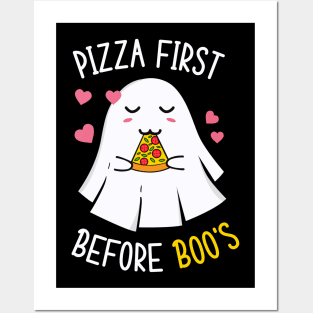 cute halloween stickers - pizza ghost Posters and Art